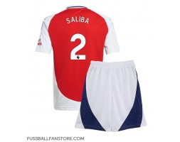 Arsenal William Saliba #2 Replik Heimtrikot Kinder 2024-25 Kurzarm (+ Kurze Hosen)